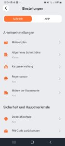 Navimow Software App-Oberflaeche